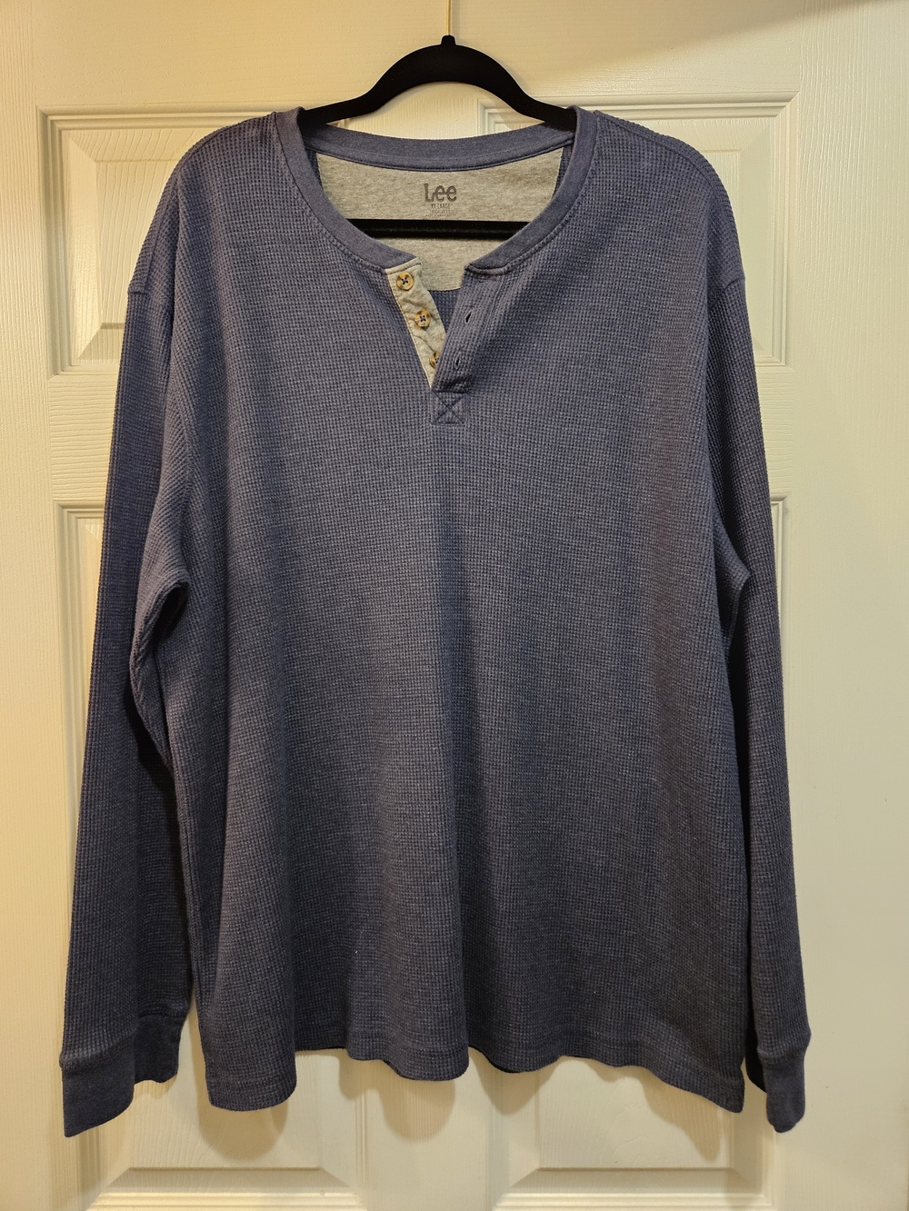 Lee Men's Long Sleeve Thermal Henley Shirt - Blue